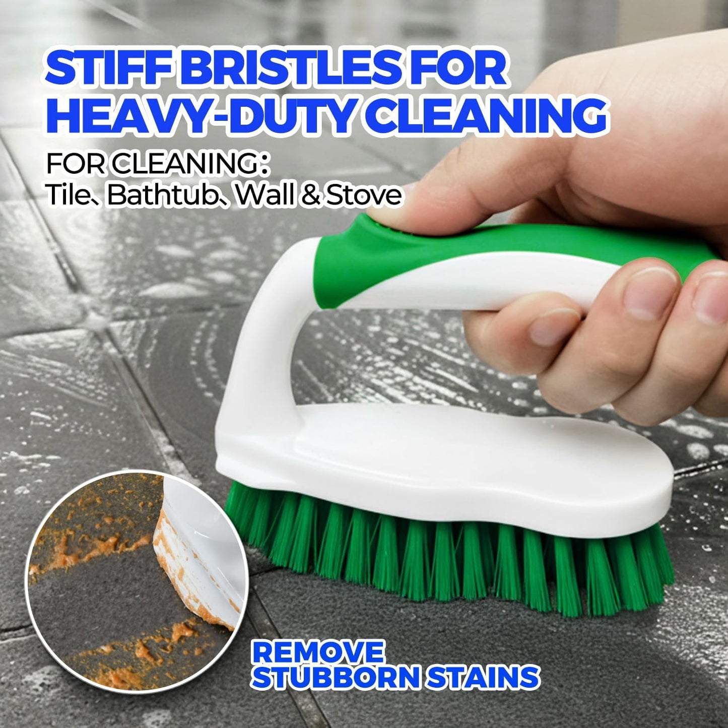 Scrub Brush - 6 Pack, Scrub Brushes for Cleaning, Heavy-Duty Scrub Brush, Stiff Bristles Cleaning Brush, for Kitchen, Bathtub, Floor and Wall Surfaces, Grey