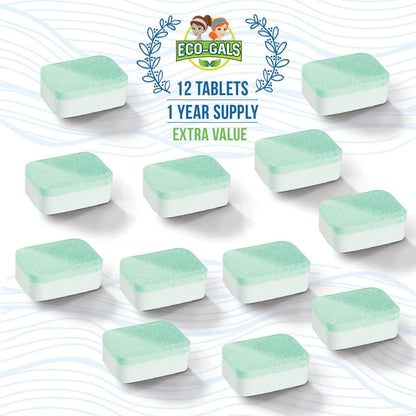 Eco-Gals Dishwasher Cleaner - 12 Tablets - 12 Month Supply - Unscented