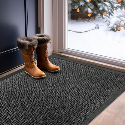 Mibao Front Door Mat, Heavy Duty Durable Welcome Mat for Outdoor Indoor, Dirt Trapper Waterproof Super Absorbent Door Mat for Entryway Outside Patio Porch, 29.5" x 17", Grey