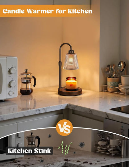 Innqoo Candle Warmer Lamp with Timer, Dimmable Candle Warmer for Jar Candles, Height Adjustable Wax Melts Warmer, Birthday Gifts for Women Mom, House Warming Gifts New Home Decor