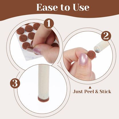 cobee 624 Pcs 3/8" Self Adhesive Felt Furniture Pads, Felt Cabinet Door Bumpers Brown Round Chair Foot Pads, Cabinet Protectors for Kitchen Chair Legs Hardwood Floors Coasters Drawers