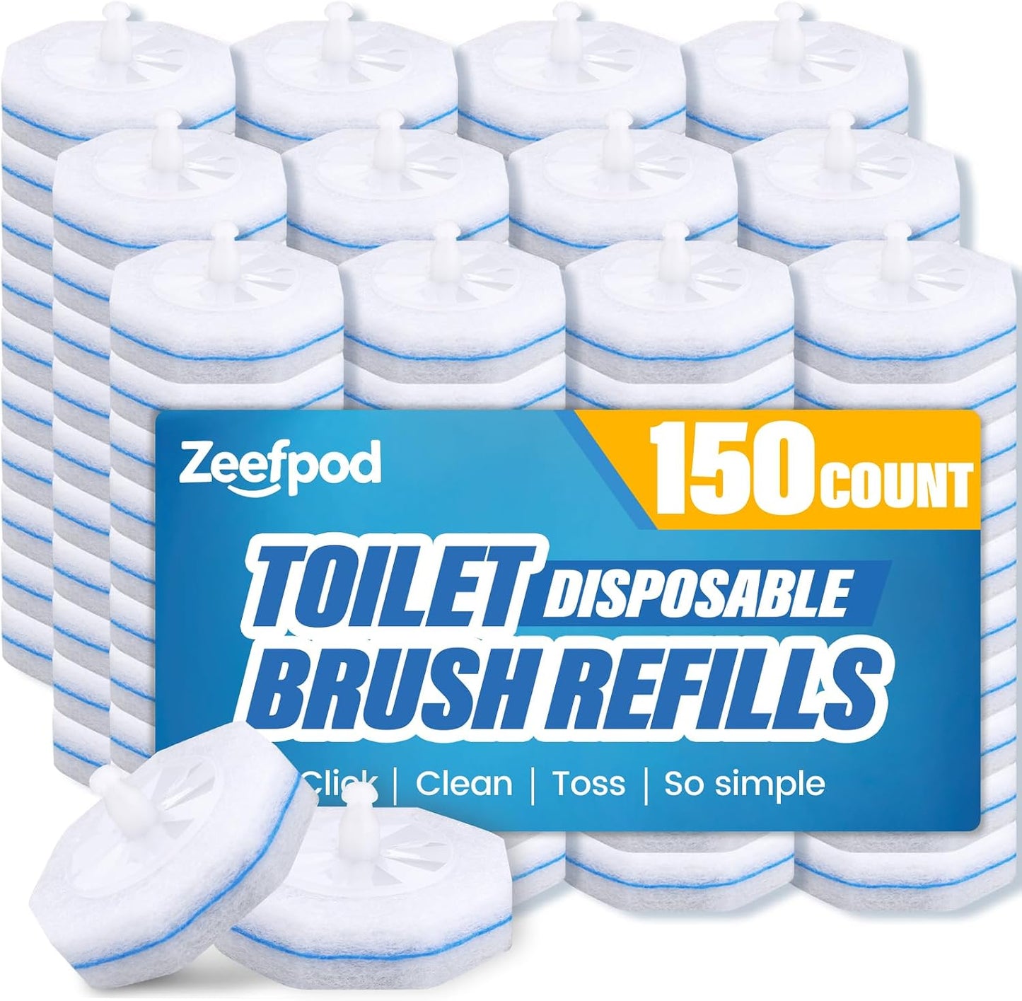 100 Count Disposable Toilet Brush,Toilet Cleaner Wand Refills Compatible with Most Toilet Brushes- No Falling Apart, Fresh Fragrance，4X Cleaning Power，Bathroom Cleaning.