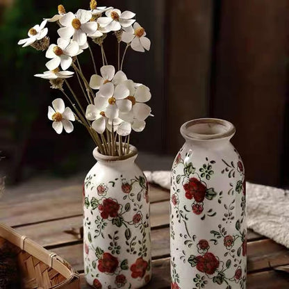 Rustic Ceramic Vase Set of 3 - Beige Rustic Vases for Flowers,Farmhouse Flower Vases for Home Decor,Small Decorative Vase Set for Living Room,Table Shelf,Centerpieces and Fireplace Decorations