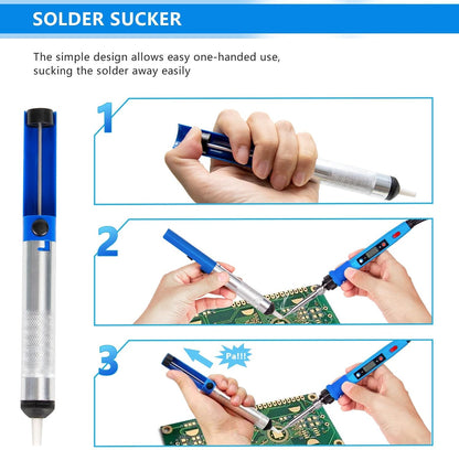 Soldering Iron Kit, 80W 110V LCD Digital Solder Iron Pen with Ceramic Heater, Portable Welding Tools with 5pcs Tips, Stand, Solders Wire, Sponge, Paste, for Metal,Electric Repairs, DIY
