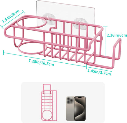 HapiRm 4 in 1 Sink Caddy Sponge Holder, SUS304 Stainless Steel Kitchen Brush Holder and Dish Cloth Hanger, Kitchen Organizers and Storage Essentials - Silver