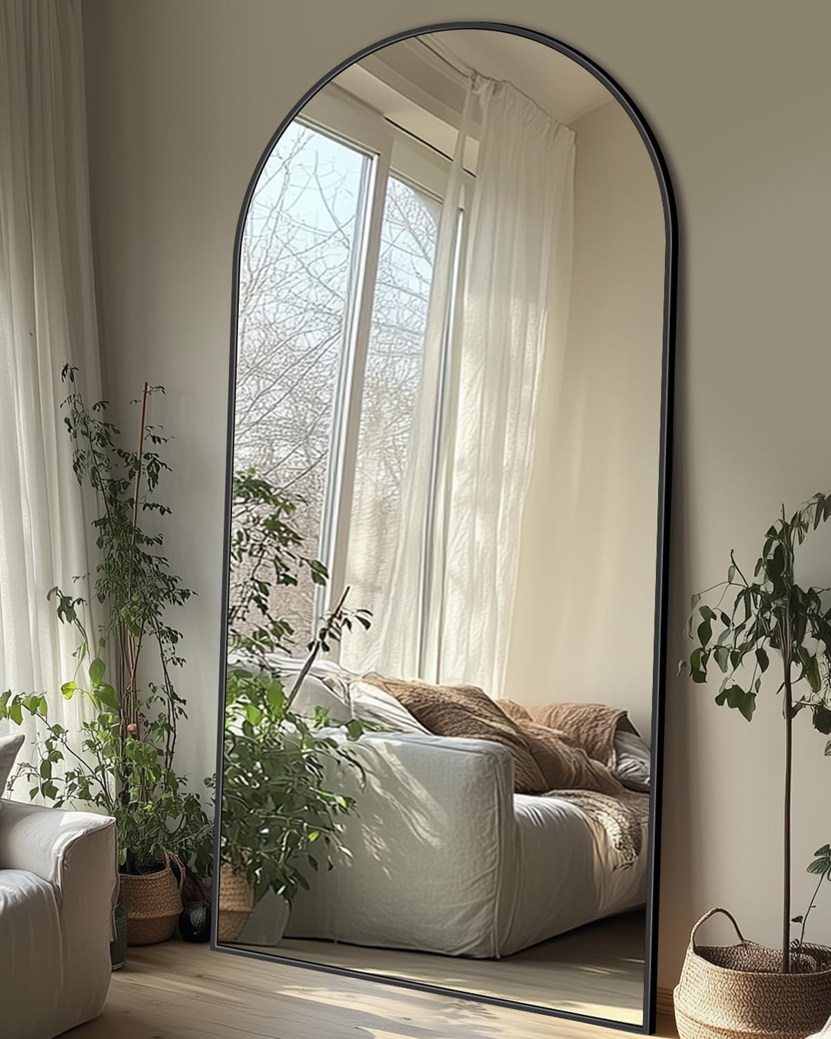 Full Length Mirror with Stand, 71"x28" Arched Full Body Large Stand Up Aluminum Frame Floor Standing Mirror, Freestanding Hanging Leaning Mounted for Bedroom Living Room Entryway Gold