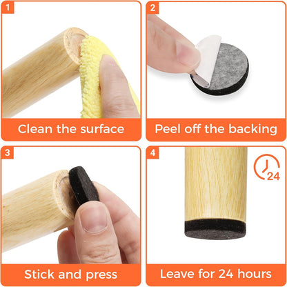 Felt Furniture Pads 120 PCS, Non Slip Self Adhesive Felt Pads Chair Leg Floor Protectors for Furniture Feet Wood Hardwood Floors, 1 inch Round, Black