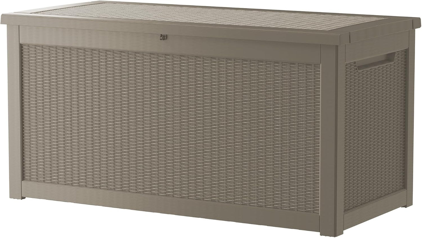 TARKARI 275 Gallon Resin Deck Box, Waterproof Outdoor Storage Box, Lockable for Patio Furniture, Garden Tools, Pool Accessories, UV-Resistant for All Weather Use, Black