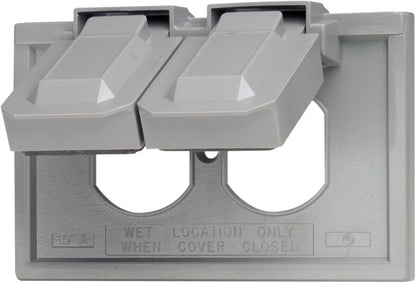 Leviton Weatherproof Cover, 1-Gang for Duplex Receptacles, Gray, Plastic Enclosure, Horizontal Mount, Outdoor Outlet Cover with Self-Closing Lid, 4976-GY, Gray