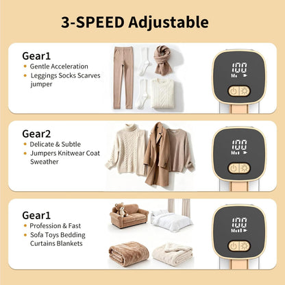 Eilveey Fabric Shaver for Clothing with 3 Replaceable Blades Working Light | Electric Lint Remover with 1800mAh Battery, 2-3H Long Runtime, 3-Speed LED Display, Stainless Steel Safety Guard