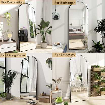Prywot Arched Full Length Mirror, 70"x26" Free Standing Floor Mirror, Modern Full Body Mirrors with Stand, Wall Mirrors with Aluminum Alloy Frame for Bedroom,Living Room, Gold
