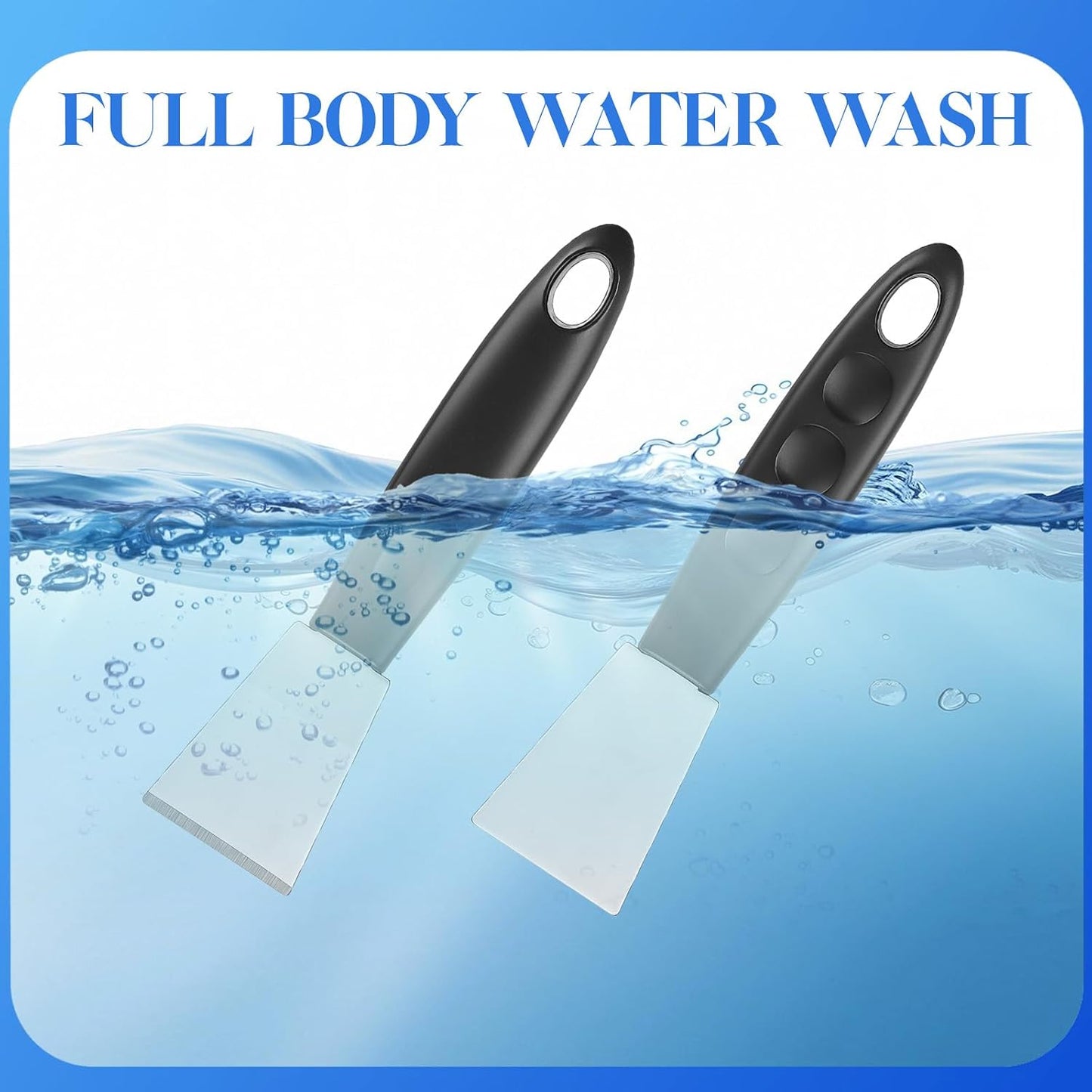 2 Pcs Stainless Steel Scrapers, Multi-Purpose Metal Cleaning Tool with Grip for Stove Oven Glass Grout Adhesive Paint 3D Printing, Professional Non-Scratch Scrapers (Straight + Bending)