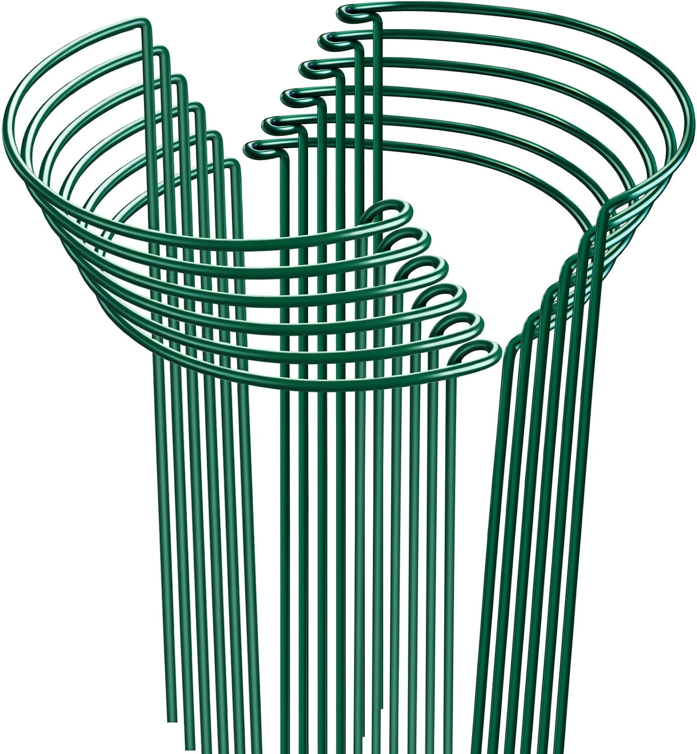 HiGift Plant Support Stakes, 6 Pack Metal Peony Cages and Supports, Garden Stakes Plant Support Cage, Large Plant Support Ring for Outdoor Indoor Snake Plant Peony Rose Flowers Vine (10" W x 15.8" H)