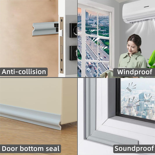 196 Inch Window Weather Stripping Door Seal Strip for Bottom and Side of Door-White,Self Adhesive PU Foam Weather Strip for Window and Door Insulation Soundproofing,Door Sweep for Interior Doors