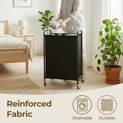 GRANNY SAYS 2 Section 130L Laundry Sorter, Large Laundry Hamper Basket with Wheels and Handles, Durable and Sturdy Rolling Cart for Laundry Room, Hotel, Bedroom, Beige