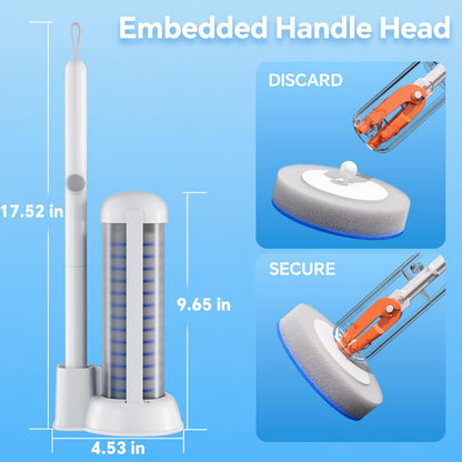 Spreezy Disposable Toilet Brush Set, Touch-Free Toilet Wand Kit with 54 Refills & Holder, Disposable Toilet Bowl Brush