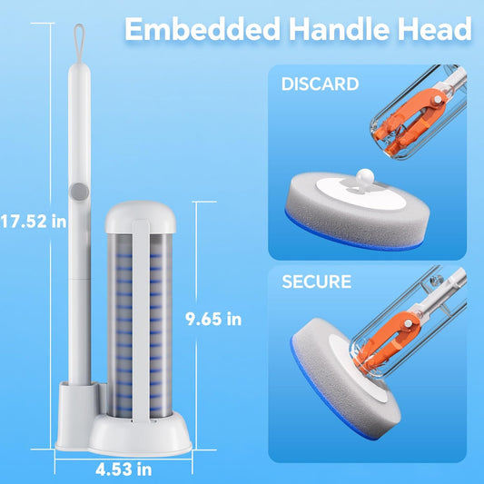 Spreezy Disposable Toilet Brush Set, Touch-Free Toilet Wand Kit with 54 Refills & Holder, Disposable Toilet Bowl Brush