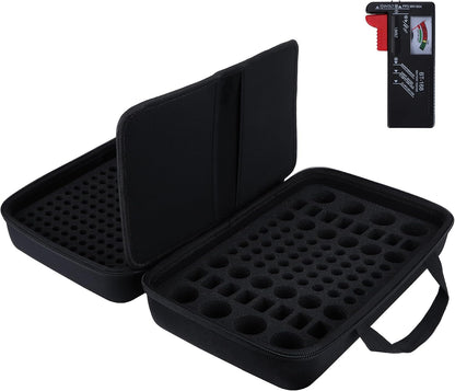 Battery Organizer Storage Case with Tester, Stores & Protects 120*AAA, 93*AA, 12*C, 16 * 9V, 8*D, 10*Coin Cell, Exceed 259 Batteries (Batteries are Not Included)