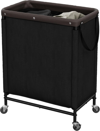 StorageWorks 3 Section Laundry Hamper, Rolling Laundry Cart with Wheels and Handles, Laundry Room Double Sorter for Organizer and Storage, 31.7 Gal(120L), Beige