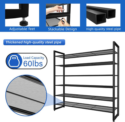 Simple Trending Tall Shoe Rack Storage Holds 40 Pairs, 10 Tier Shoe Organizer Shelf Large Capacity for Entryway Closet, Black
