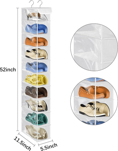 Libeder Hanging Shoe Organizer, 10-Shelf Closet Organizer with 6 Mesh Side Pockets