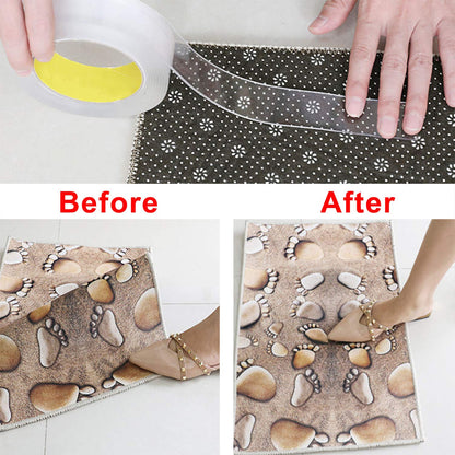 Nano Double Sided Tape Heavy Duty, 16.4FT Multipurpose Strong Mounting Tape, Reusable Removable Washable Traceless Gel Grip Adhesive for Carpet, Poster Sticky Wall, Home, Office Decor.