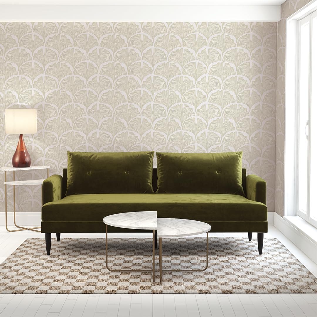 Tempaper x Novogratz Waverly Blue Feather Palm Removable Peel and Stick Wallpaper, 20.5 in X 16.5 ft, Made in The USA