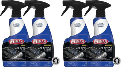 Weiman Heavy Duty Gas Range & Stove Top Cleaner and Degreaser - 2 Pack, 24 Ounces with MicroFiber Cleaning Towel