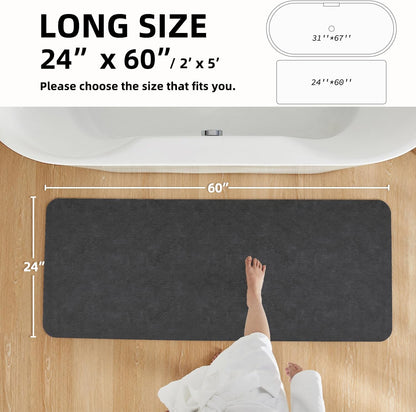TYUU Bath Mat, Bathroom Rugs Non Slip Washable Thin Absorbent Quick Dry Bath Mat Fits Under Door Bathroom Floor Mat Perfect for Bath, Shower, or Sink 16"x24" Dark Grey