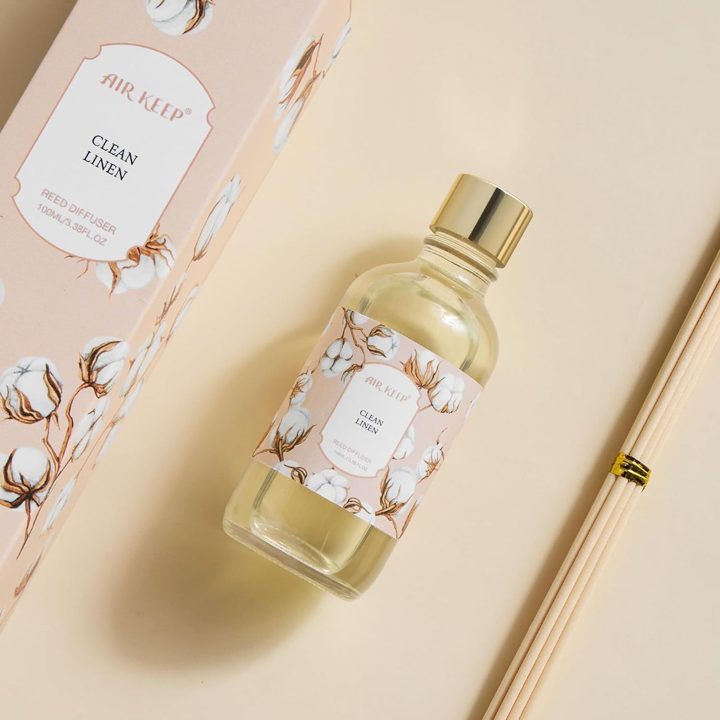 Airkeep Reed Diffuser Oil Set with Reed Sticks,Vanilla Aromatherapy Oil Scent Diffuser for Home Office Bathroom Decoration Perfume and Gifts 3.38 oz/100ml