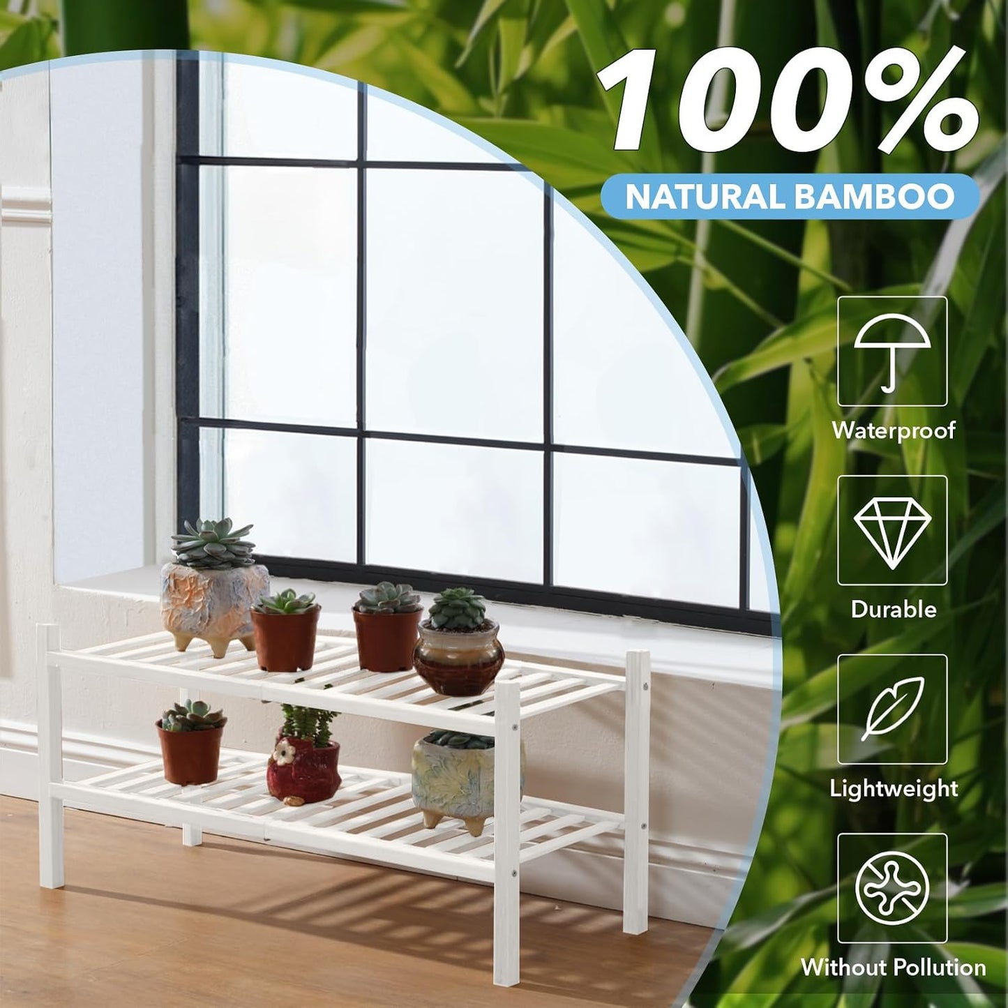 4 Tier Bamboo Shoe Rack Storage Organizer for Closet, Multifunctional Stackable Free Standing Shoe Shelf Organizer for Small Space,Entryway, Hallway, Bathroom27 x11 x26(White, 4 Tier)