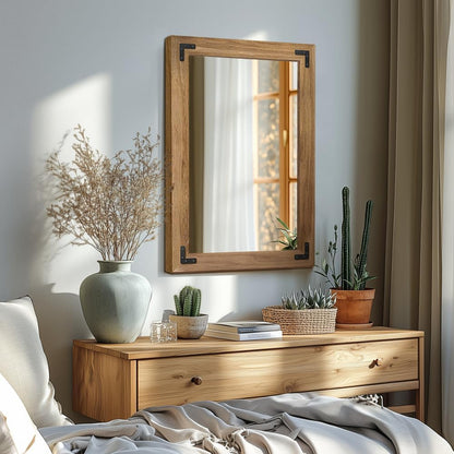 TRAHOME Full Length Mirror with Wooden Frame, 56"X22" Solid Wood Standing Floor Mirror for Farmhouse, Bathroom, Bedroom Decor, Hanging or Leaning Wall-Mounted