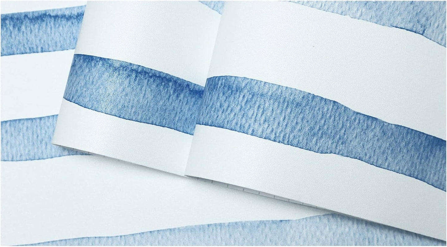 HAOKHOME Blue Wallpaper Peel and Stick Wall Paper Striped Coastal Boho Removable Indigo Blue/White Vinyl Self Adhesive for Bathroom Decor 17.7in x 32.8ft