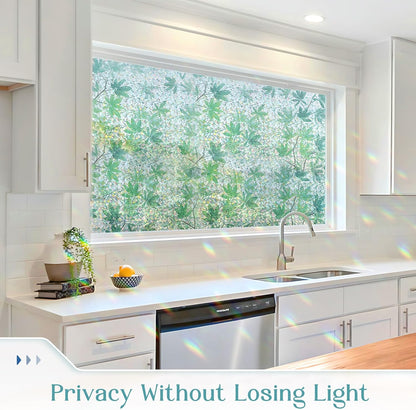 Haton Window Privacy Film Frosted Glass Film for Door Bathroom Shower, Peel & Stick, Day & Night, Papel para Ventanas Privacidad, Covering Sticker Removable Decorative Translucent Pure 17.5" x 78.7"