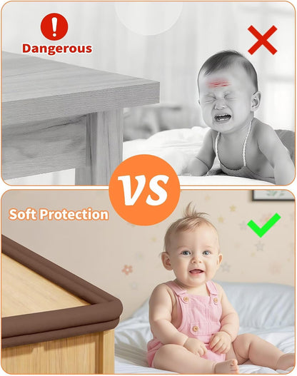 Baby Proofing Edge Protector, 6.6FT, 0.67" Extra Thick, Pre-Taped | L-Shape Air Buffering Soft NBR Rubber Foam Guard, Furniture Corner & Edge Safety Bumpers with 6 Corner Covers, White
