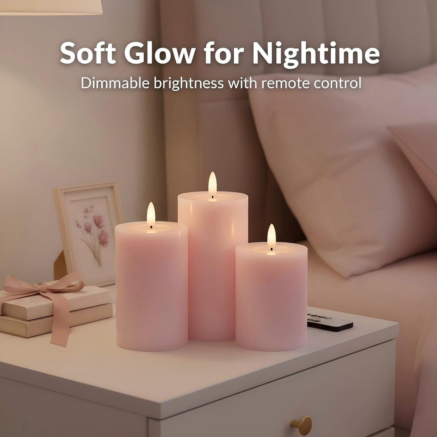 ANGELLOONG Flickering Flameless Candles, Realistic Battery Operated Candles with Remote and Timer, Set of 3 LED Candles for Room Fall Home Wedding Decor Centerpieces Table Party Valentines Decorations