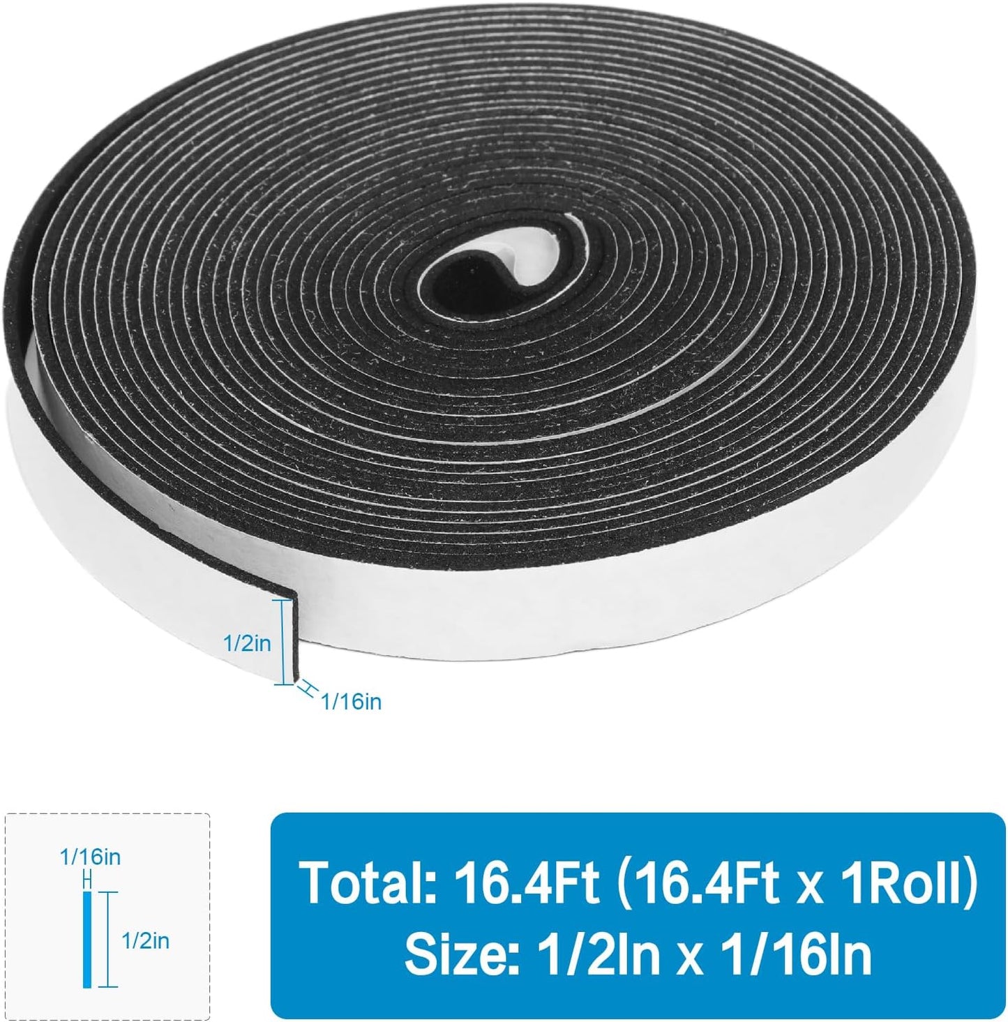 DGSL Foam Insulation Tape, 1/2In x 1/4In x 33Ft Weather Stripping Door Seal Strip for Doors and Windows,Sliding Door,Sound Proof Soundproofing Door Seal,Weatherstrip,Air Conditioning Seal Strip