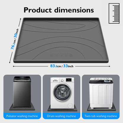 Washing Machine Drain Pan Silicone Mat,Extra Thick 33x30inch Non-Slip Waterproof Washer Tray,Raised Edge Drip Mat for Under Dryer or Washer,Anti-Vibration,Floor Leak Protector for Laundry Room