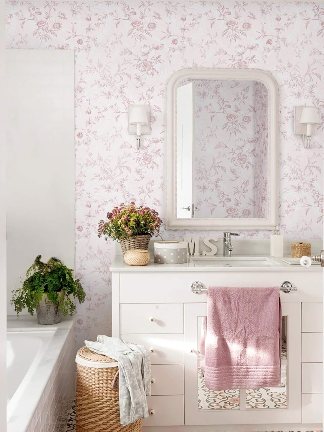 Ismoon Peel and Stick Wallpaper Floral Vintage Stick on Wall Paper Beige French Textured Contact Paper for Cabinet Removable Self Adhesive Wallpaper Vinyl Roll Shelf Deco, 17.3x78.7in