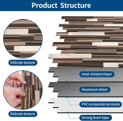 Yipscazo 2026 New Upgrade 11.34" X 11.57" Peel and Stick Backsplash, Stick on Backsplash Tiles for Kitchen, Bathroom, Fireplace (10 Sheets, Beige Rocks + Rose Gold)
