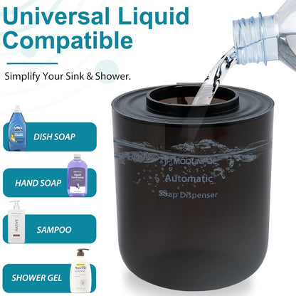 Automatic Foaming Soap Dispenser for Bathroom: 4-Level Adjustable Countertop/Wall Mount Hand Soap Dispenser, 13.5oz/400ml Type-C Rechargeable – Suitable for Kitchen, Bathroom, Office, Hotel (Black)