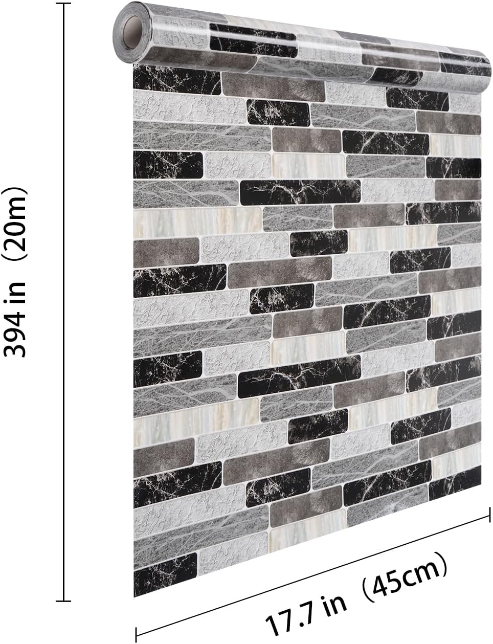 WENMER Kitchen Peel and Stick Backsplash Wallpaper, Waterproof Bathroom Wall Paper, Self Adhesive Removable Wallpaper for Kitchen Backsplash, Tile Contact Paper for Countertop, 17.7"x 118"