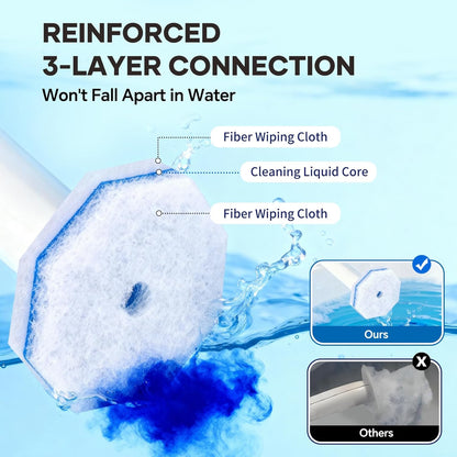 30 Toilet Bowl Refills Fits for Clorox Toilet Brush, Upgrade 3-Layer Disposable Bowl Cleaner Refills for Bathroom Cleaning, 3X Cleaning Power, No Falling Apart