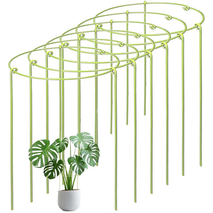 6-Pack Heavy Duty Plant Stakes and Supports for Indoor Outdoor Plants, Metal Support Stakes & Cage Rings, Ideal for Monstera, Peonies, Roses (6" W x 11" H)