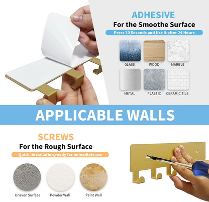 GTK Key Holder for Wall, Key Hooks with 6 Hooks, Wall Mounted Key Holder for Hallway, Self Adhesive Key Rack(White)