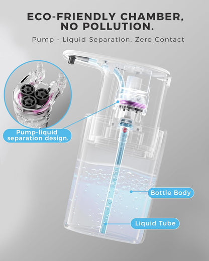 Automatic Foaming Soap Dispenser Touchless, 3 Adjustable Liquid Levels, 10oz/300ml Rechargeable, IPX7 Waterproof for Bathroom, Kitchen, Black