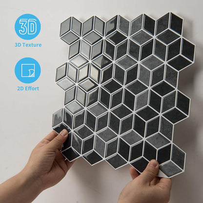 Art3d 10-Sheet Peel and Stick Backsplash Tiles, 12x12 Inch Self-Adhesive 3D Wall Tiles for Kitchen, Bathroom, Countertop - Thickened Waterproof Design (Graphite Gray)