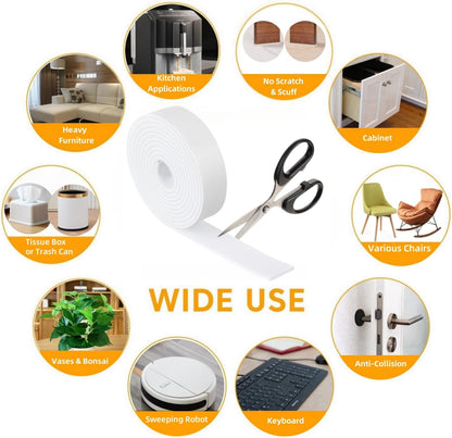 Furnigear Felt Strips with Adhesive Backing Heavy Duty Cuttable Felt Tape Roll Furniture Pads for Chair Legs - Protecting Hardwood Floors, Chair Wall Protector (Black, 80 x 0.5 x 0.14 Inch)