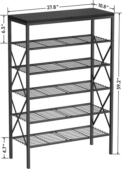 8 Tiers Tall Shoe Rack Organizer, Large Capacity Shoe Rack Holds 32 Pairs of Shoes, Durable and Stable, Adjustable Metal Shelf Stackable Shoe Shelf for Entryway, Hallway, Living Room, Closet