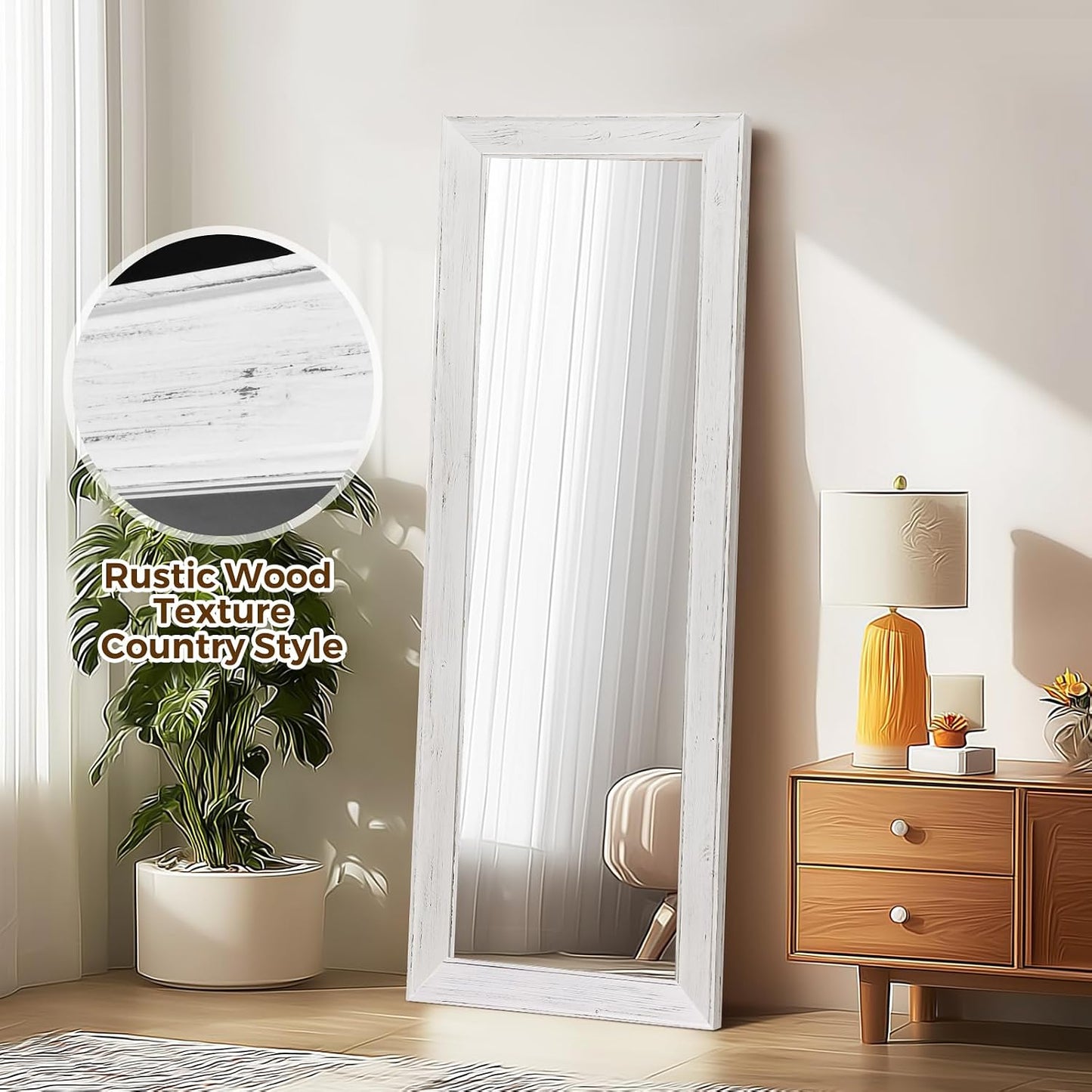 Solid Wood Full Length Mirror - 65"x22" Arched Floor Mirror, Free Standing & Wall Mounted - Elegant Design for Bedroom, Dressing Room, Hallway, Brown